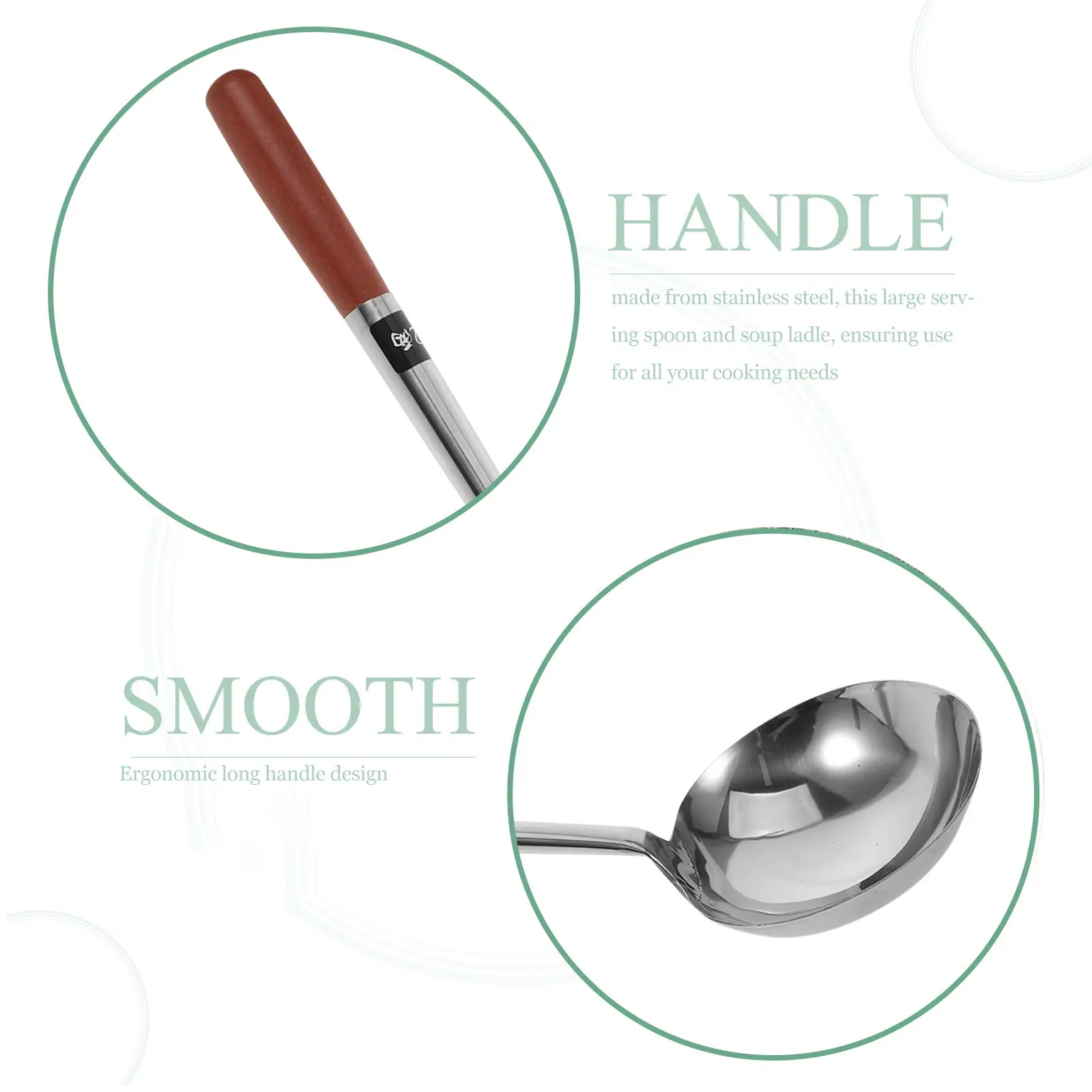 Stainless Steel Large Soup Ladle Cooking Spoon Long Handle Wok Spoon Stirring Serving Frying Kitchen Stainless Ladle