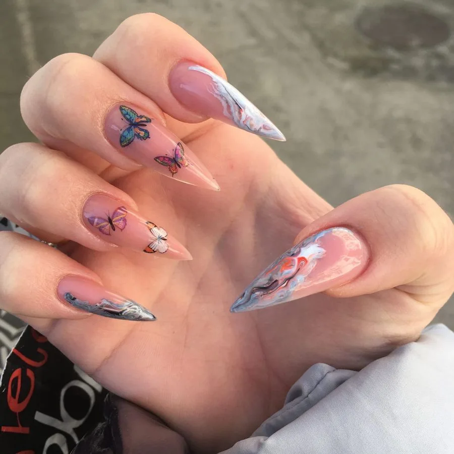 

24pcs Butterfly Pattern Stiletto Press on Nails Fake Nails Simple False Nail Artificial Tips Накладные Ногти Uñas Postizas 네일팁
