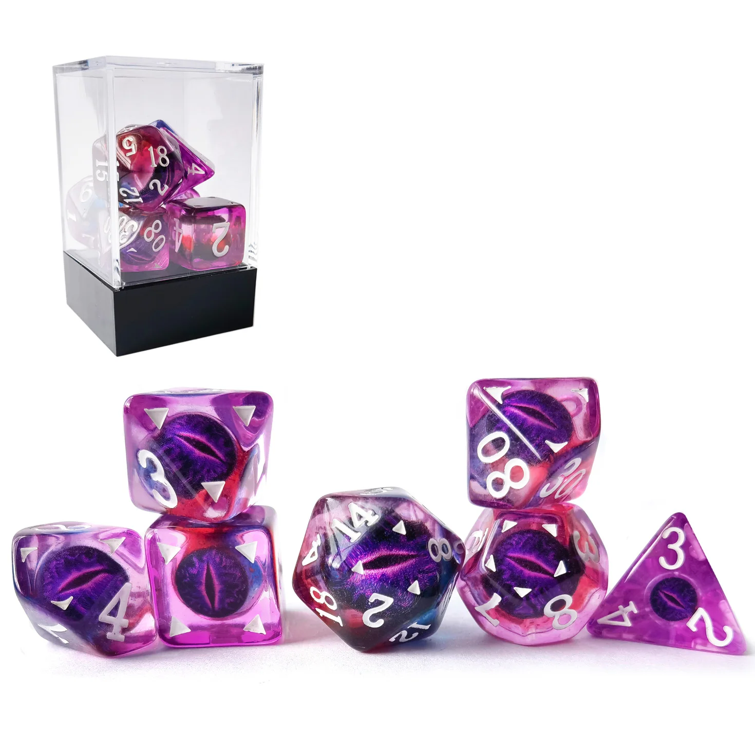 Bescon Dragon Eye RPG Dice Set of 7, Dragon Eye Polyhedral Dice Set, 6 Colors Available