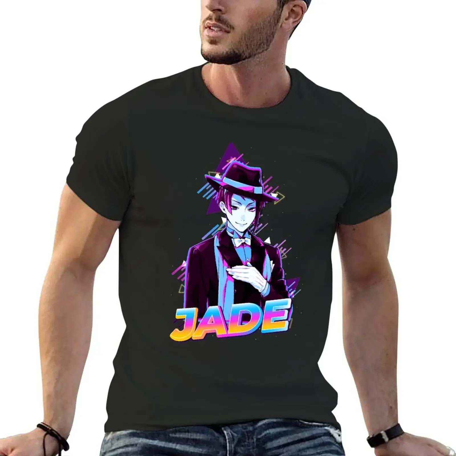 New Jade Leech Retro Aesheic T-Shir aesheic clohes vinage  shir blank  shirs Shor sleeve plain black  shirs men