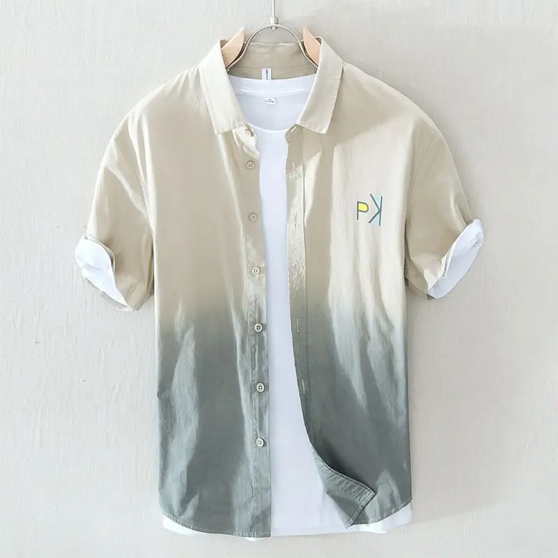 

Японская повседневная рубашка с короткими рукавами для мужчин летом, новый простой модный и модный универсальный свободный тонкий кардиган