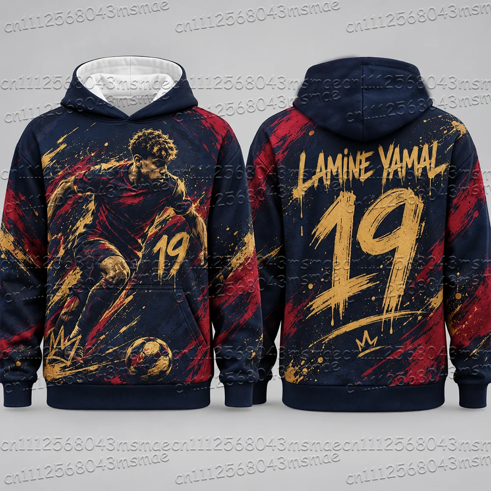 Herbstneuheit: Spezial-Yamal # 19 bedruckte Hoodies für Männer, Langarm-Sportbekleidung, Kinder-Fußballpullover, Sport-Oberteile für Kinder/Erwachsene – Detail 9