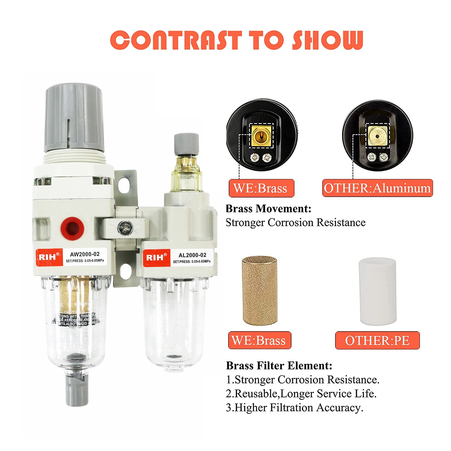 SMC Type AC2010-02 1/4 Inch Port Size Air Maintenance Units FRL Units Pressure Regulator+ Air Filter + Oil Lubricator