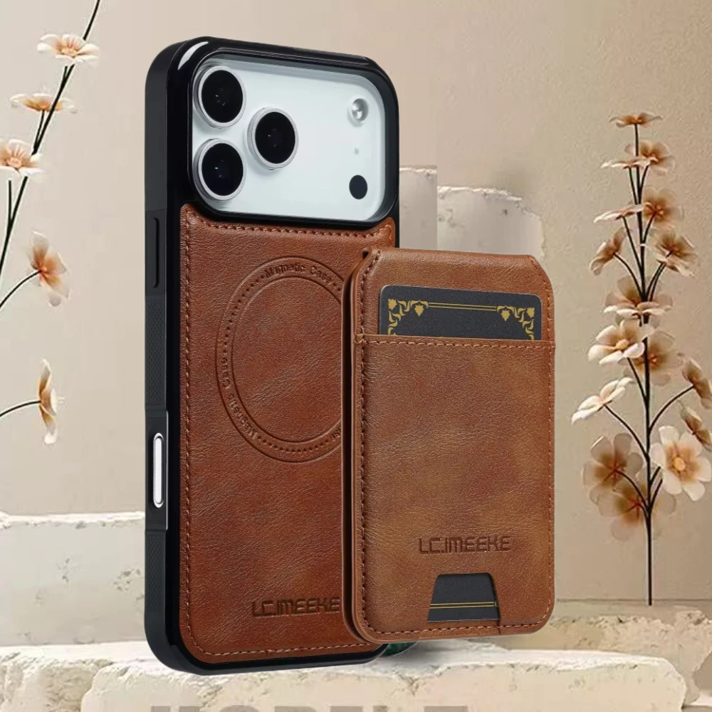 

Кожаный чехол для IPhone 16 Pro Max 17 Air 16E 15 Plus 14 Pro 13 12 Mini 11 Xs XR X 7 8 SE 3, съемный кошелек с магнитным слотом для карт