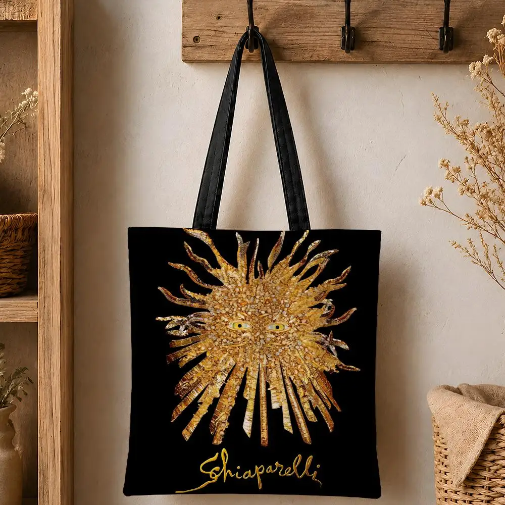 Luxuriöse S-Schiaparelli Aufbewahrungstaschen Modische Baumwoll-Canvas-Tragetasche 12/16oz Umweltfreundliche Wiederverwendbare Einkaufstasche mit Großer Kapazität – Detail 9