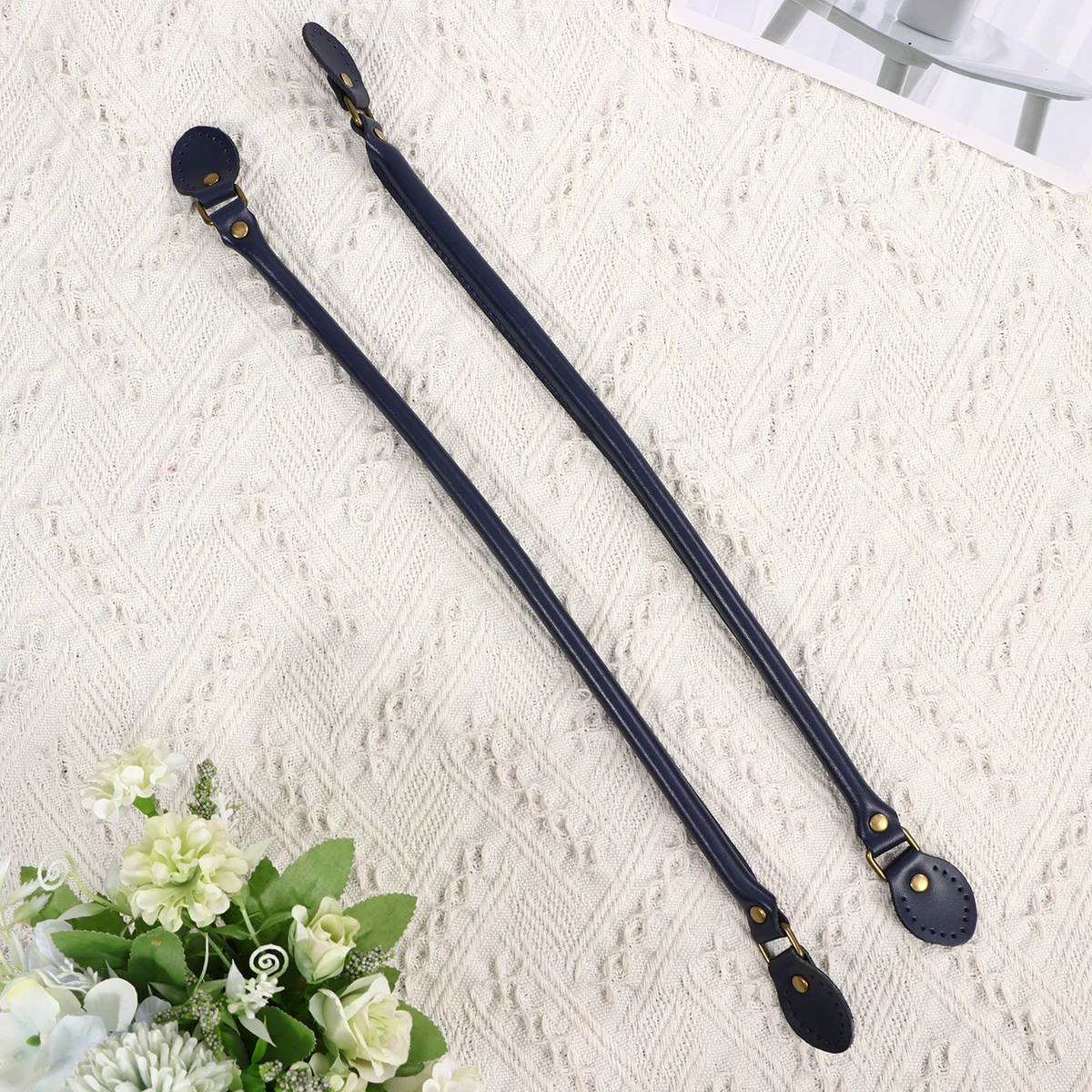 

1 Pair 60Cm Cowhide Handbag Handles Replacement Straps Tote Bag Accessories Thickened Sewing Belts Gem Blue Durable Diy