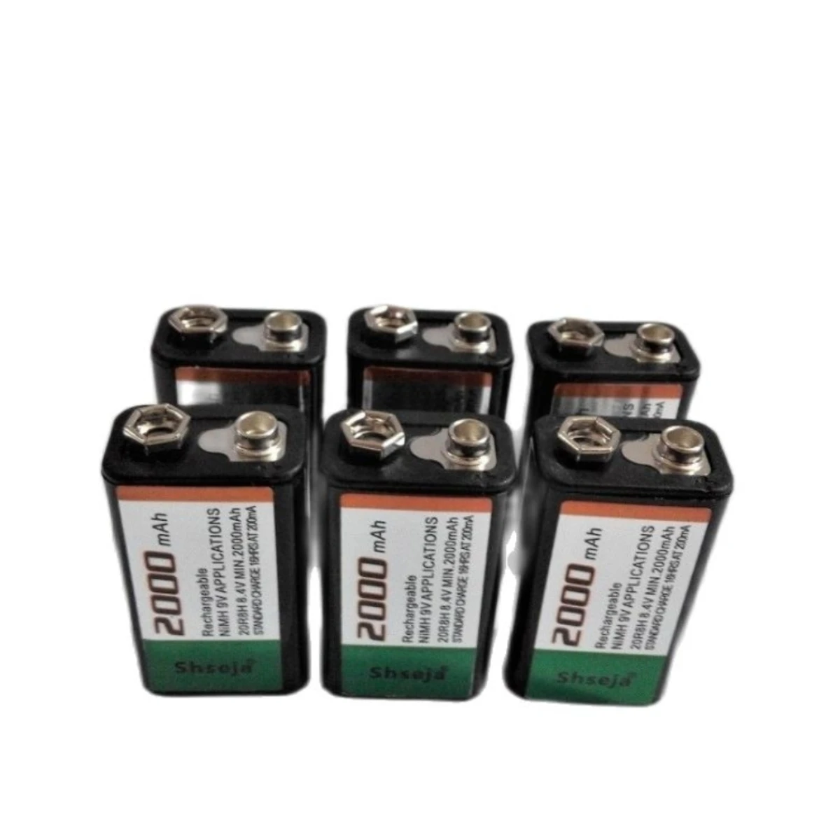 

6pcs/lot SHSEJA Powerful capacity 2000mAh 9V rechargeable battery 9V NiMH battery for detector instrumentation battery