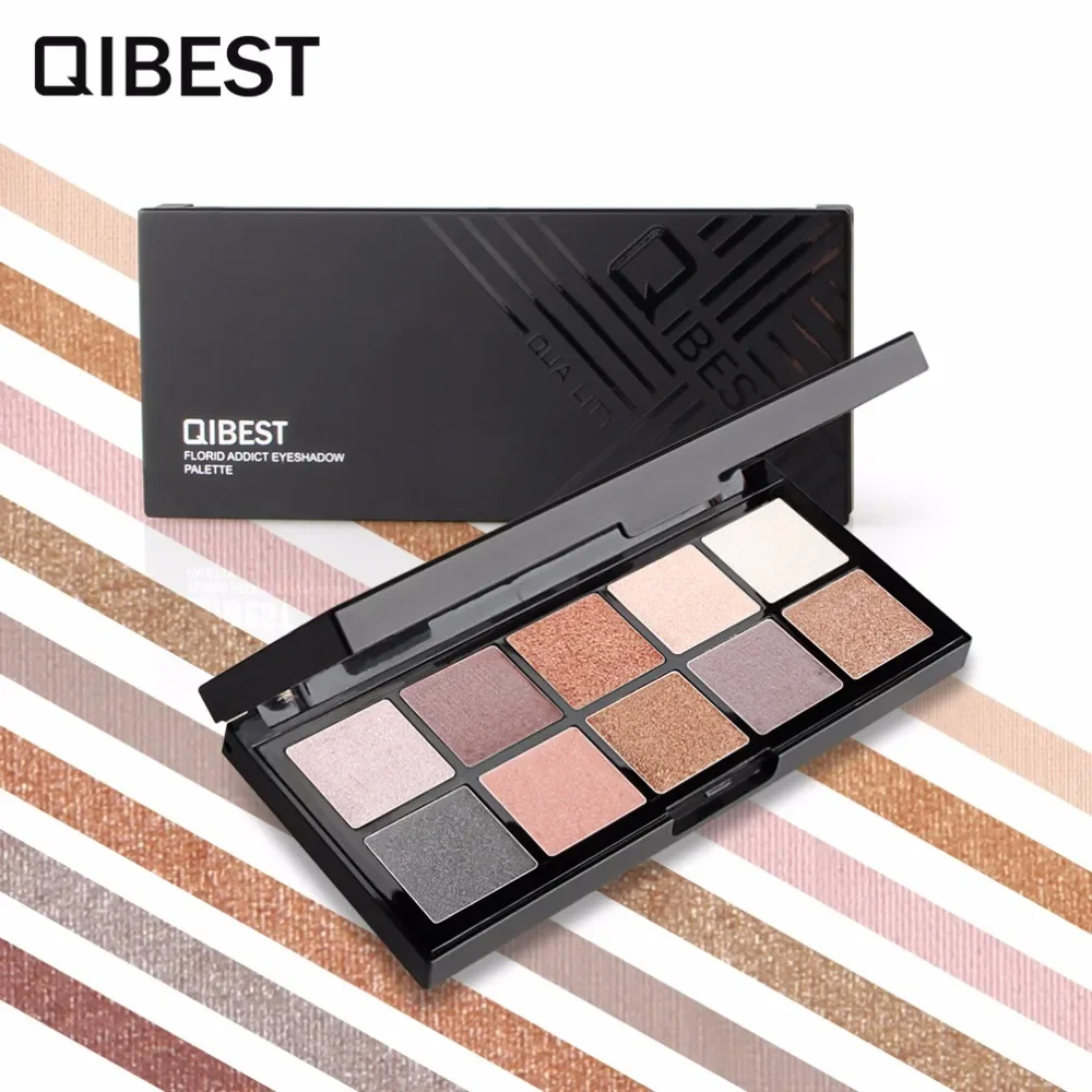 QIBEST-Paleta de Sombras Brilhantes Metálicas, Paleta de Sombras Nuas Pigmentadas de Alta Intensidade, Diamante Crumbles, 10 Cores