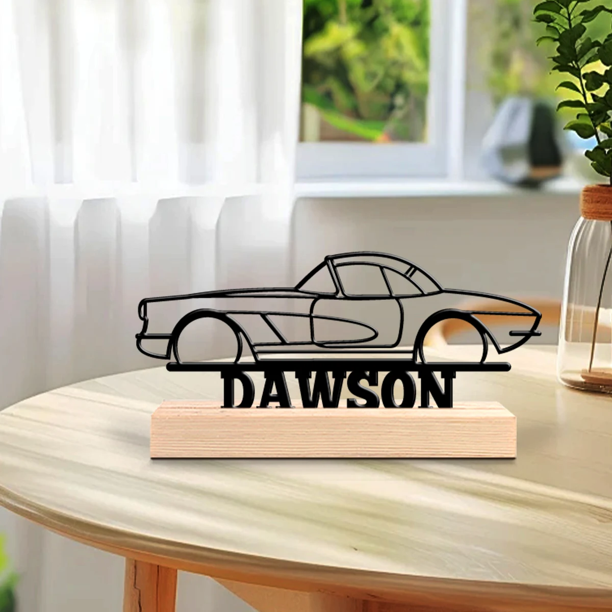 1pc Customizable Wrought Iron Desktop Decoration Custom Name Equipped with A Wooden Base Perfect for Home or Office Decoration