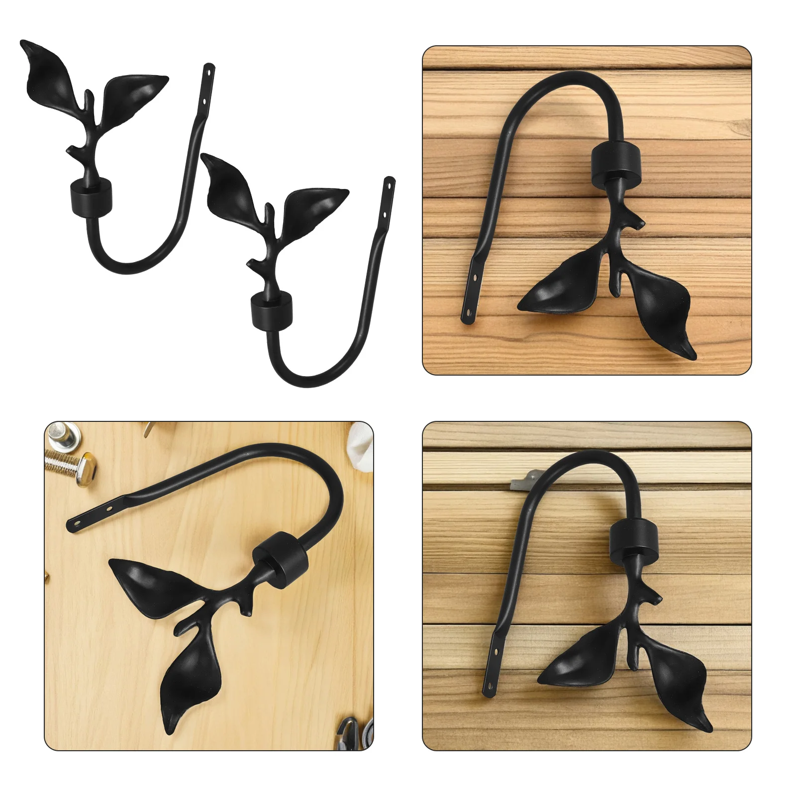 

2Pcs Leaf Shaped Curtain Holdbacks Wall Mount Metal Hooks for Drapes Tiebacks Decorative Home Window Living Room Decor
