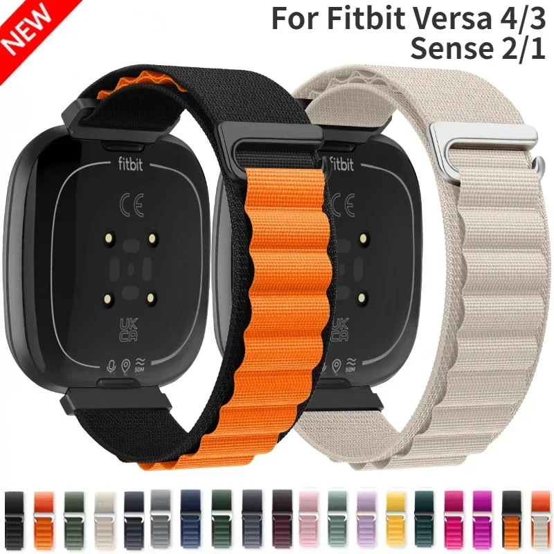 Alpine Sports Loop Nylonband für Fitbit Versa 4 3 Armband Ersatz Atmungsaktives Armband Fitbit Sense 2 1 Gürtelzubehör