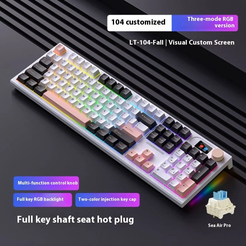 Langtu LT104 Wireless Bluetooth E-sports Gaming Mechanical Keyboard Customized Three Modes Cable Blue Axis Keyboard Christmas