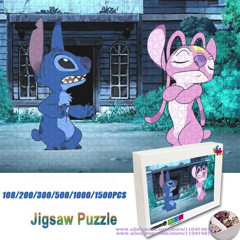 

Аниме-пазл Лило и Стич, 108/200/300/500/1000/1500 шт., интеллектуальные пазлы для детей и взрослых, головоломки, украшение дома