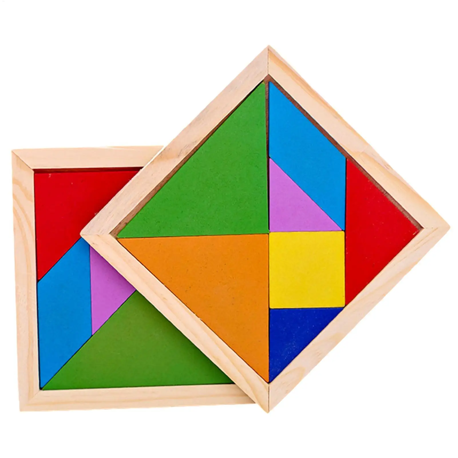 1 Set Wooden Blocks Puzzle Brain Teasers Toy Tangram Jigsaw Intelligence Colorful School Gifts Montessori Educational