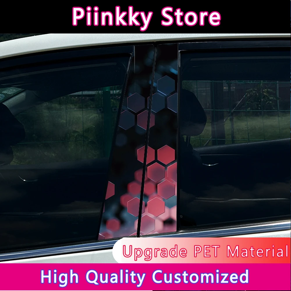 

Style Honeycomb Hexagon Car B-pillar Stickers Car Center Column Decoration Cover Scratches Waterproof Decals Car Accessories