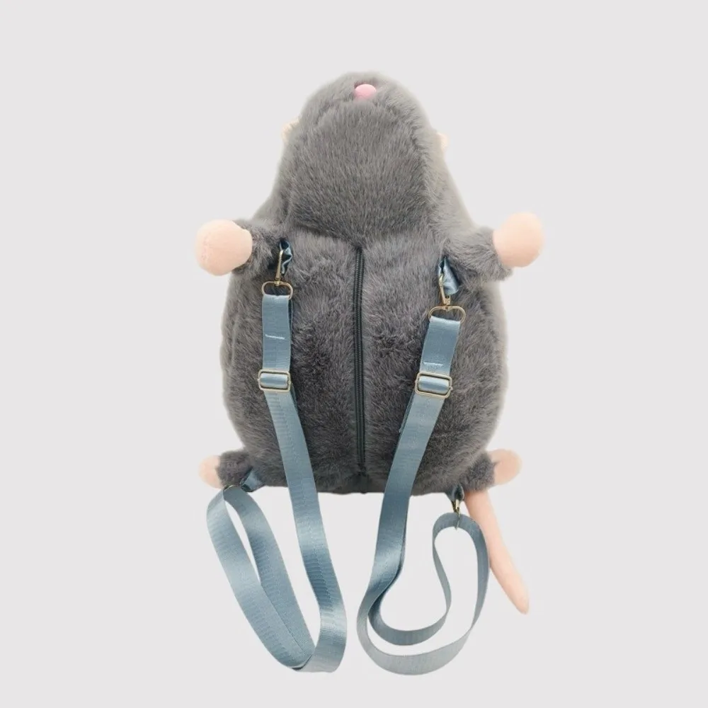 Soft Flower Branch Rat Backpack Large Capacity Realistic Design Animal Figure School Bag Cartoon Grey Brown Color Mouse Daypack