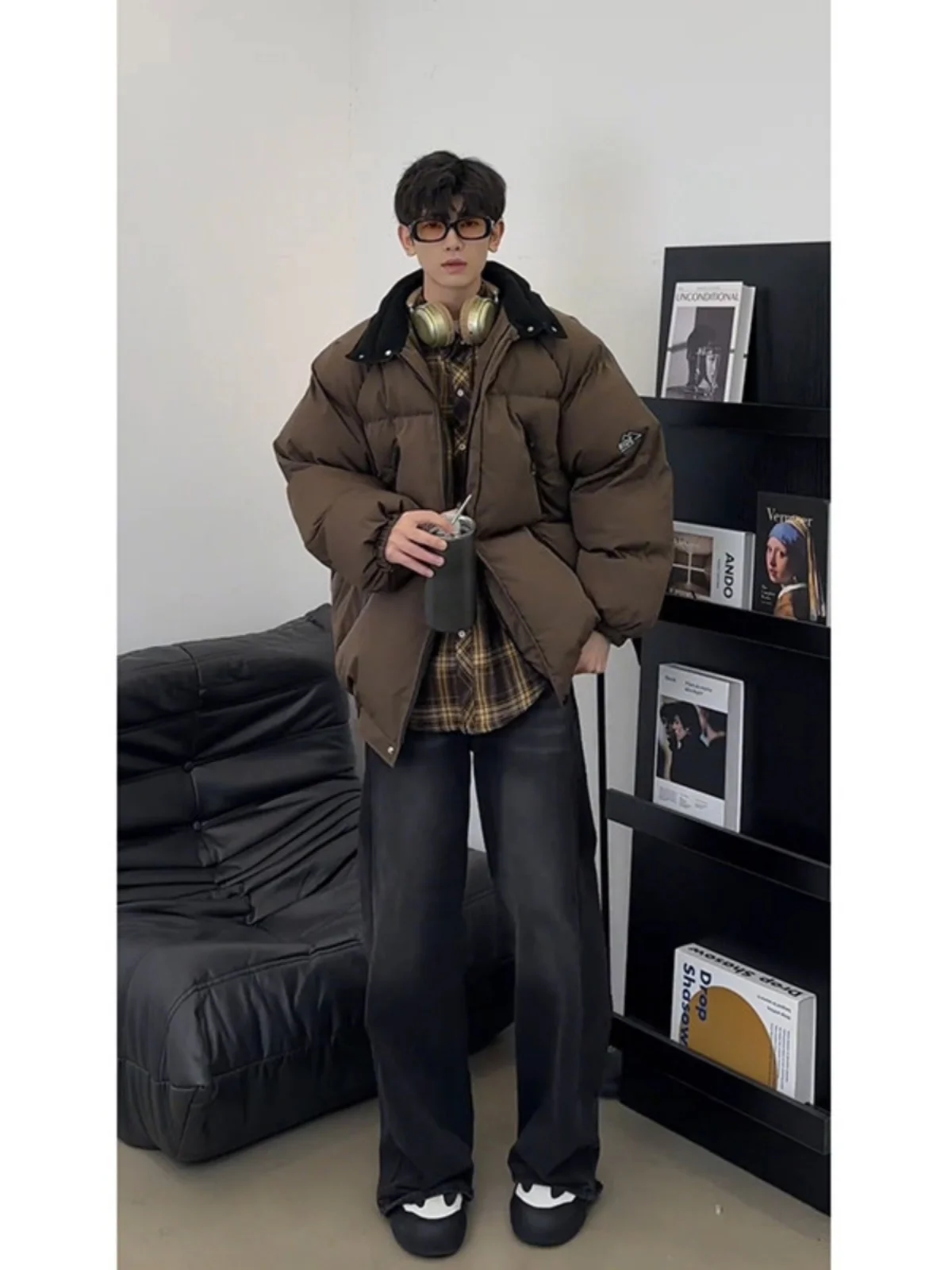 

Мужская утепленная куртка с воротником-стойкой в корейском стиле, рабочая одежда из хлопка и прочного полиэфирного волокна, теплая модная верхняя одежда