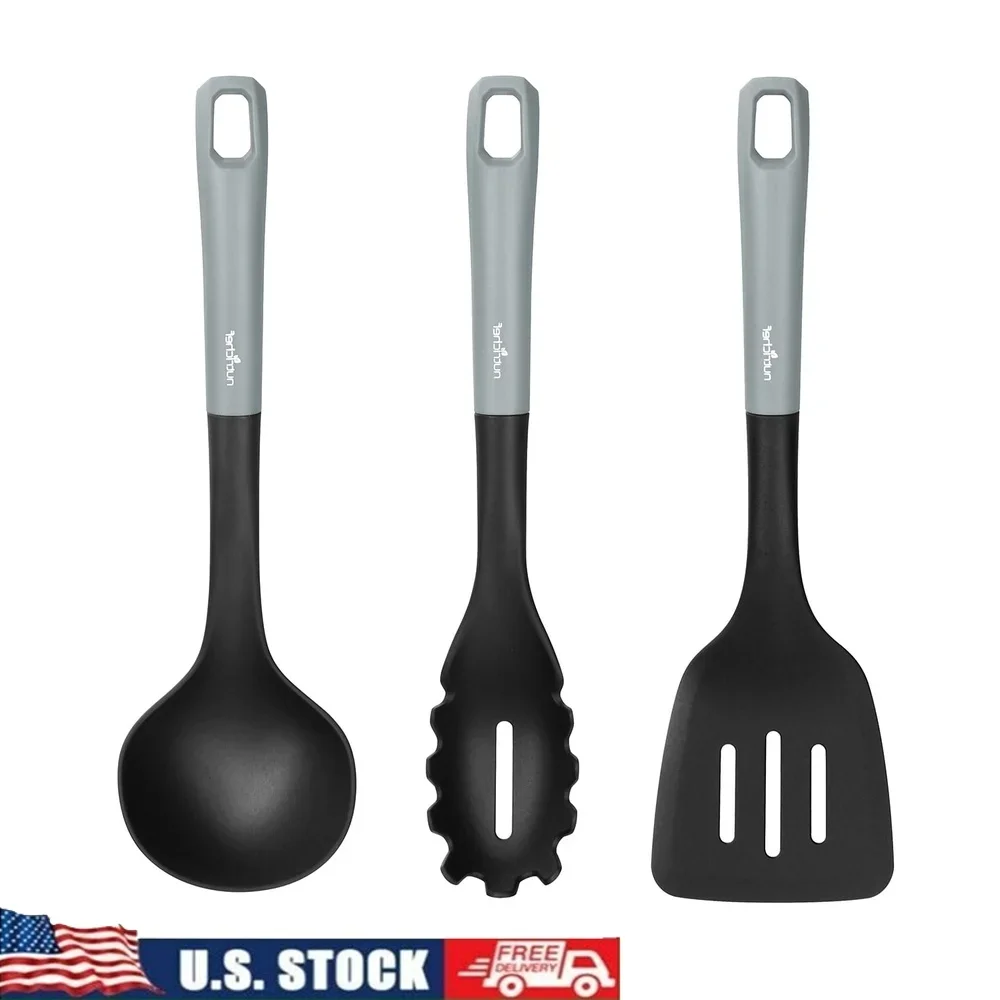 

Kitchen Cooking Utensils Set Soup Ladle Pasta Fork Spatula Heat Resistant Silicone Food Grade Safe Eco Friendly Kitchen Tools