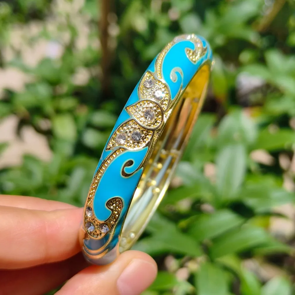 1cm Crown Cloisonne Bracelet Crown Colored Dropper Oil Colored Dropper Oil Bangle Traditional Ethnic Women's Hand Bracelet