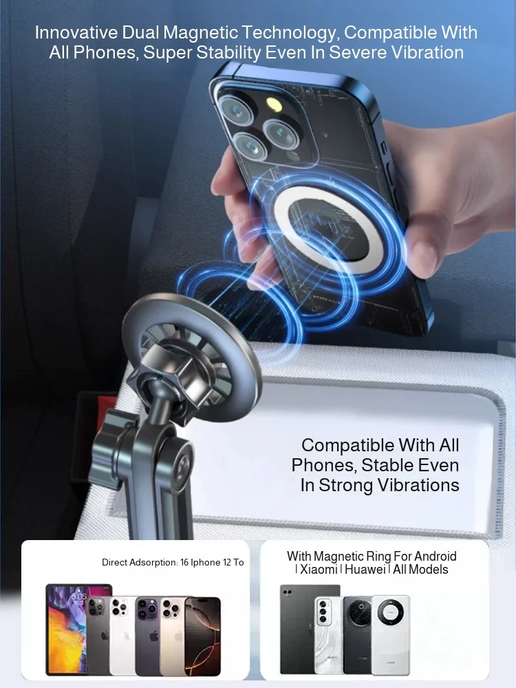 Universeller magnetischer Handyhalter fürs Auto mit Getränkehalterfunktion, 2-in-1 vertikale horizontale Drehung – Detail 7