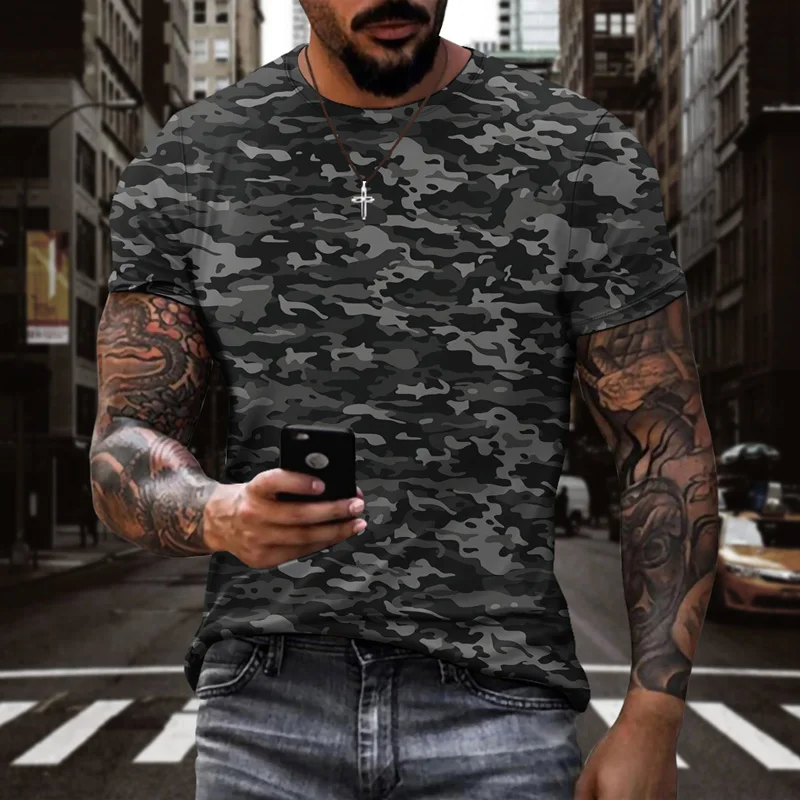 New Fashion Army Tough Guy Men\'s T-shirt 3D Printed Veterans Camouflage Sports Outdoor Feature Quick Dry Round Neck Short Sleeve