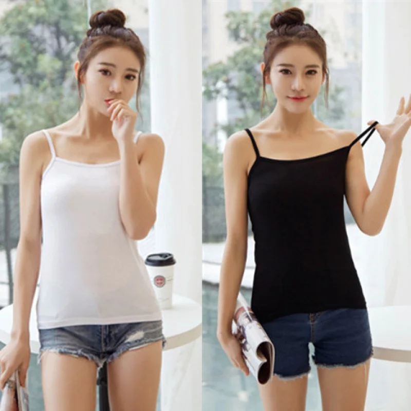 

In Stock Solid Color Camisole Women's Summer Underwear Blouse Inner Wear plus Size Spaghetti Straps Outerwear Sexy Camisole Unde
