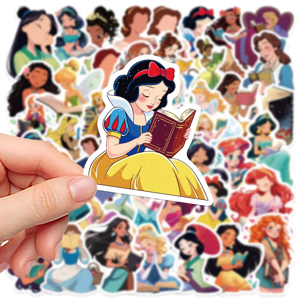 10/30/50 pçs disney princesa livros de leitura dos desenhos animados adesivos para crianças diy telefone portátil bagagem bonito graffiti decalques diversão para o presente