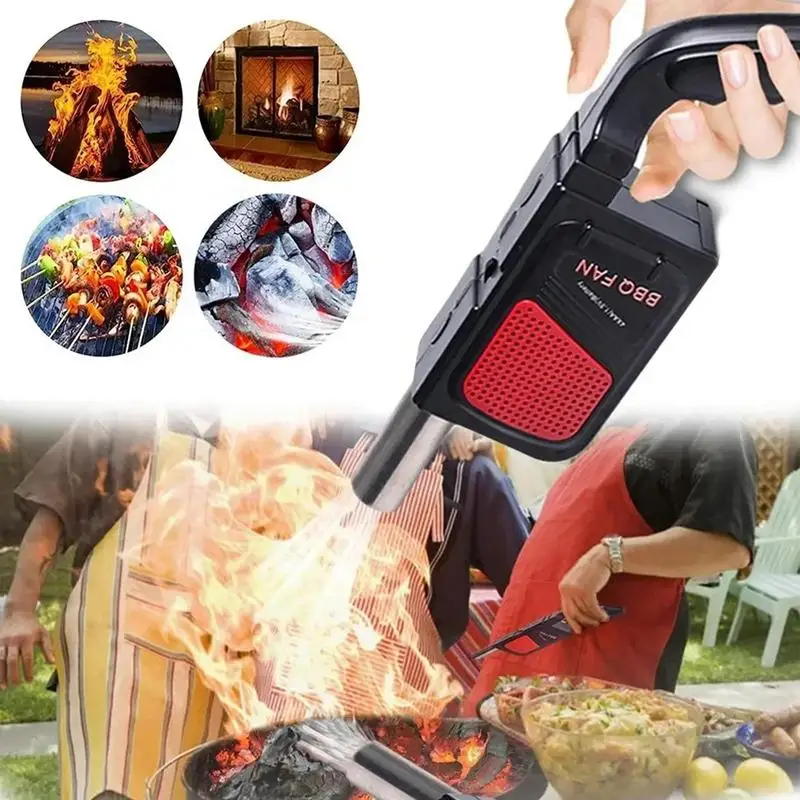 BBQ Air Blower Fan Handheld Electric Cooking Fan Air Blower Portable Barbecue Cooking Fan Air Blower BBQ Blower Fan for Charcoal