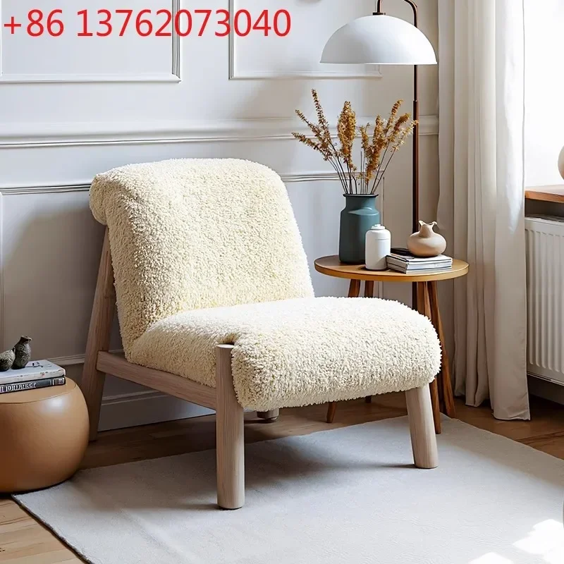 

Wabi Sabi Chinese antique lamb wool single sofa chair living room homestay leisure chair