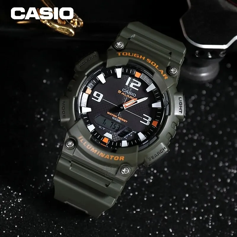 Casio AQ-S810W Sports Watch Student Watch Men\'s Multifunctional Quartz Electronic Black Dual Dial Outdoor Date Stop Watch