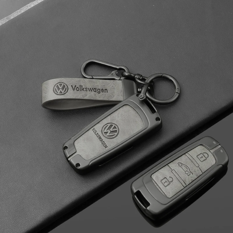 

Zinc Alloy Leather Car Remote Key Case Protector Cover Shell Fob for VW Volkswagen Touareg 2019 2020 2021 2022 2023 Accessories