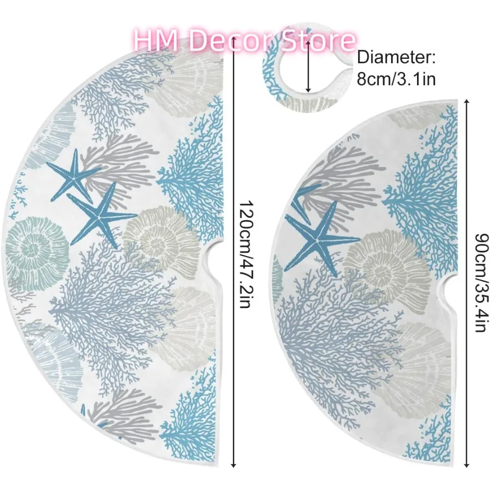 تنورة شجرة عيد الميلاد على الشاطئ وزينة عيد الميلاد الساحلية تنورة زرقاء من الخيش صغيرة لشجرة 4 أقدام 36 بوصة #4