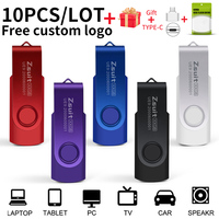 Zsuit 10Pcs/Lot USB Flash Drive 64GB 32GB 128GB High Speed Pen Drive 16GB Memory Stick Free Custom Logo Gift Metal Memory U Disk