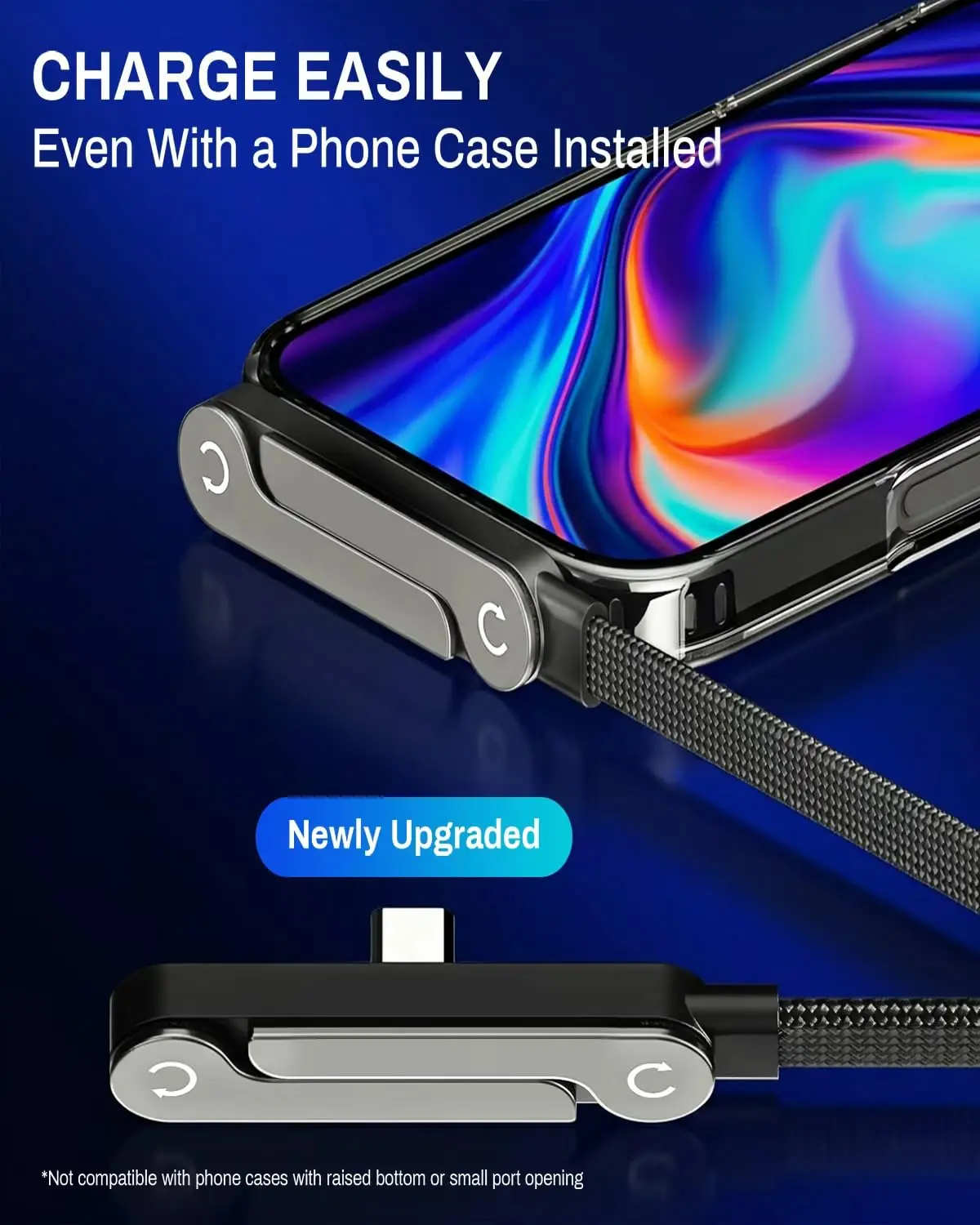 Paquete de 2 Cables de Carga Ultra Rápida USB C a USB C de 5 pies y 240 W con Soporte Invisible, Cargador Plano para Teléfono, Enchufe en Ángulo Recto de 90 Grados