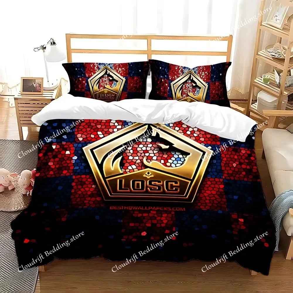 Football Club Bedding Set,Single Twin Full Queen King Size,Lille OSC Baby Boy Bed Set Kid Bedroom Bedding Sets