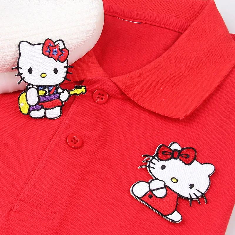 Sanrio HelloKittys Series Peripheral Self-adhesive Cloth Stickers Children Cartoon Embroidery Patches Lovely DIY Garment Decor