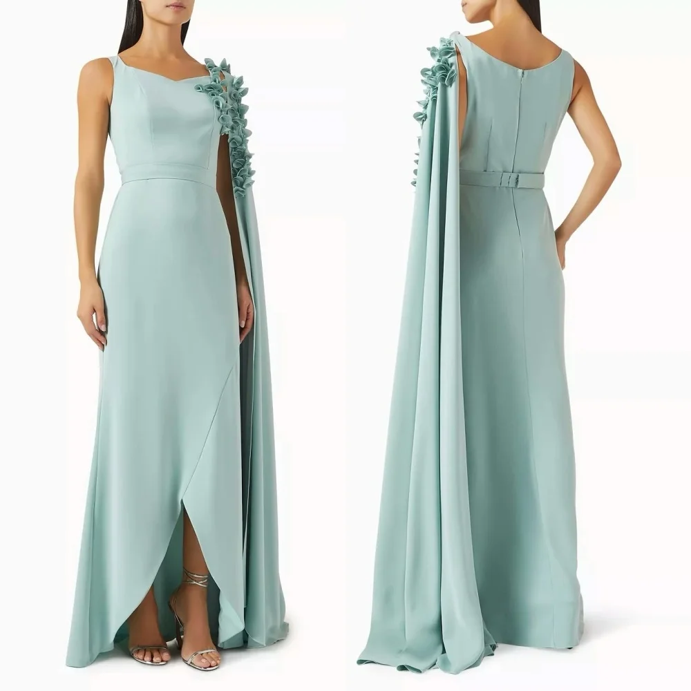 Customized Jersey Applique Sash V-neck A-line Hi-Lo Dresses Bespoke Occasion Homecoming Party Dresses Elegant Sexy Charming