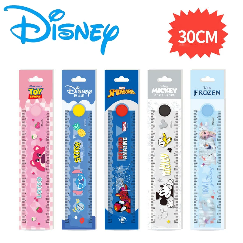 Disney Action Figure Frozen Stitch Spiderman Lotso Folding Ruler Multifunctional Kid Student Drawing Anime Peripheral Stationery