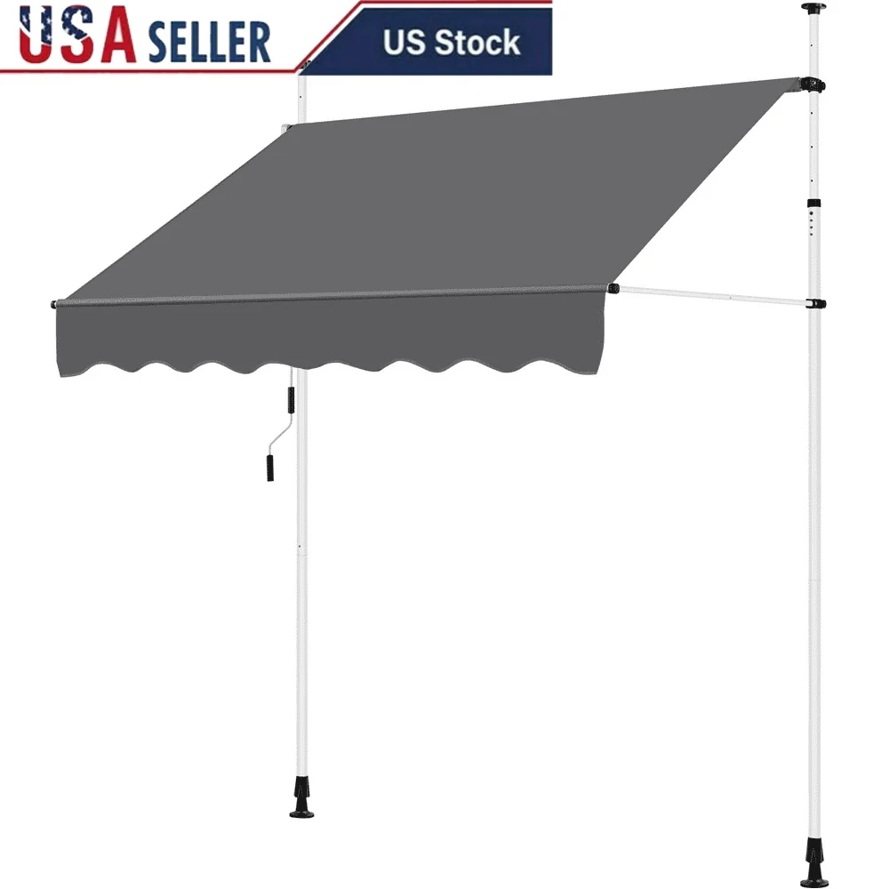 

Manual 78.7 Inch Retractable Awning Adjustable Height Angle Outdoor Shade Privacy Patio Balcony Courtyard Deck Installation