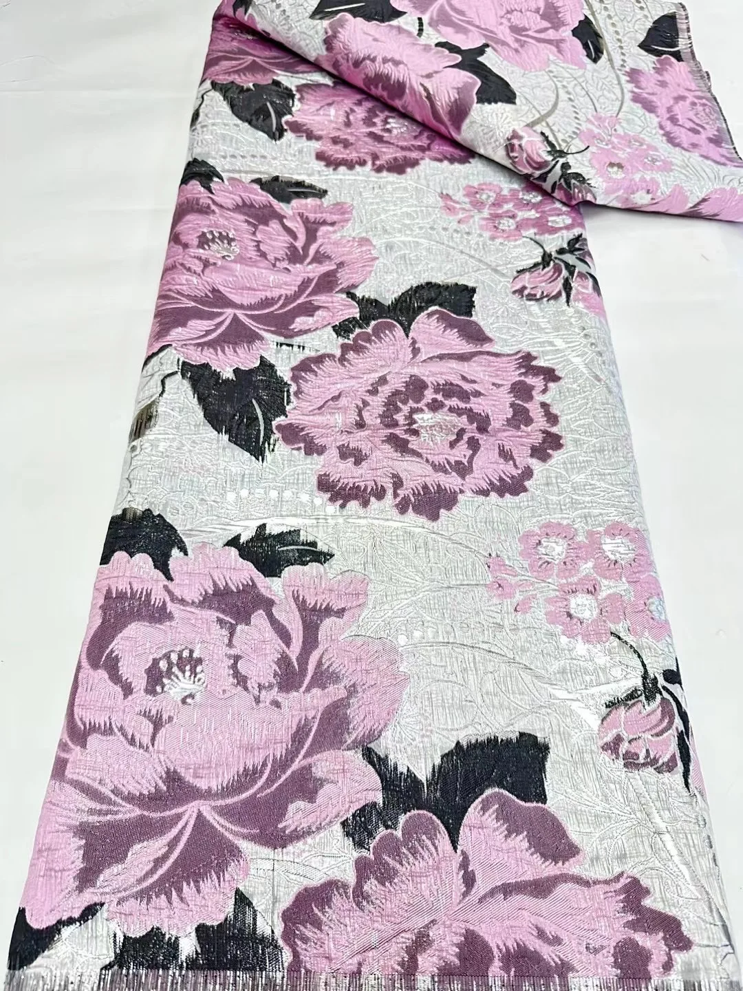 

African Brocade Fabric Jacquard Lace Cloth Nigerian Damask Floral Material Patchwork Dentelle Africaine For Sewing Dress
