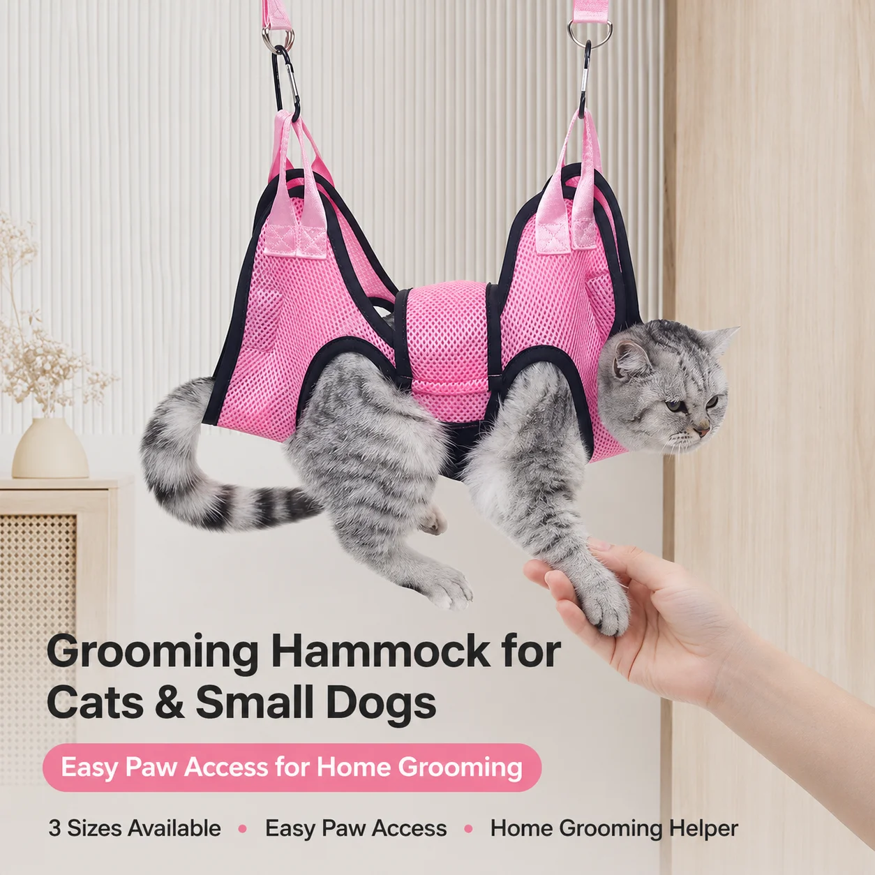 Dog Cat Grooming Hammock S M L Sizes, Pet Restraint Sling for Nail Trimming, Grooming Helper for Cats Small Dogs
