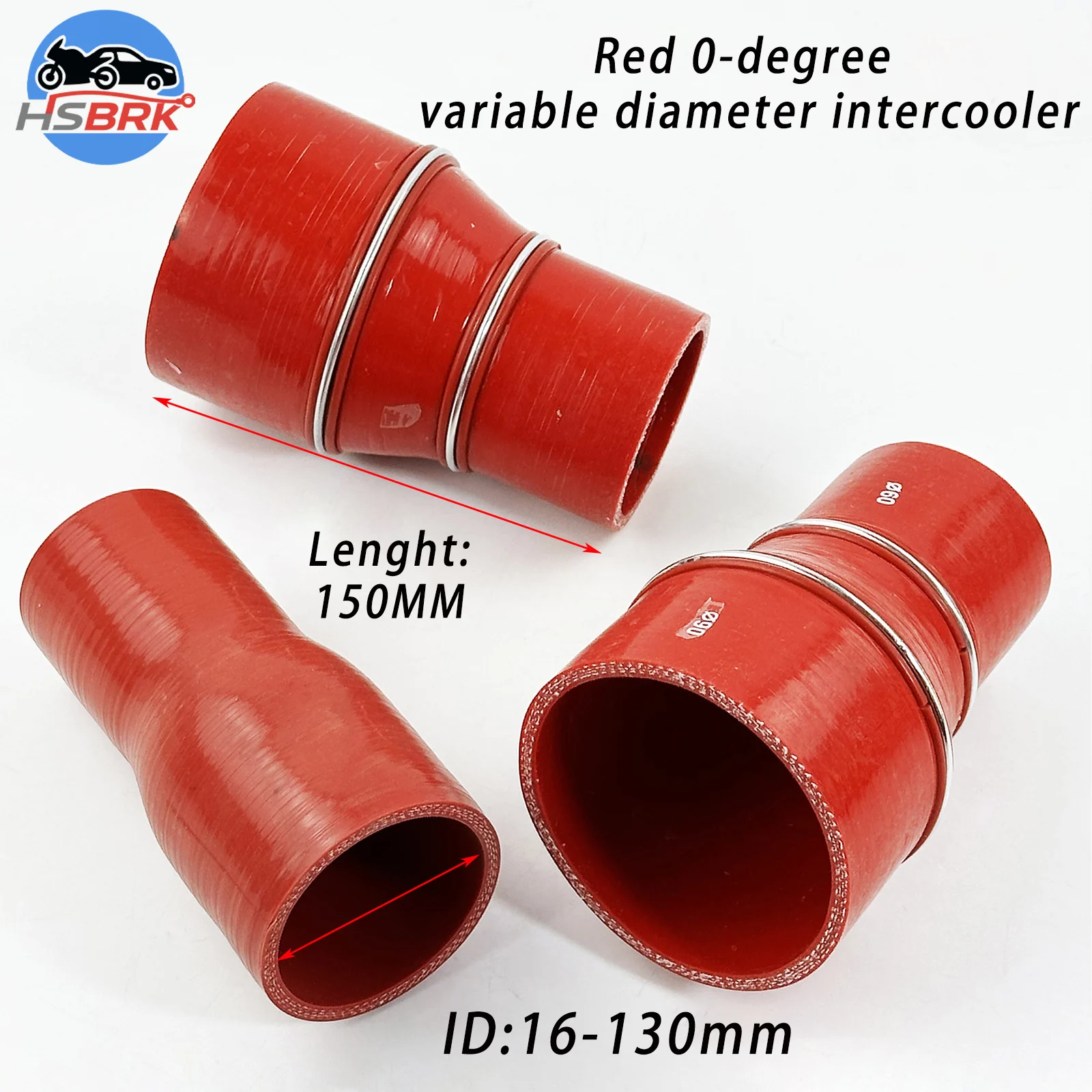 Red 0-degree variable diameter silicone hose straight tube turbocharger ID16-130mm coolant hose suitable for automotive engines
