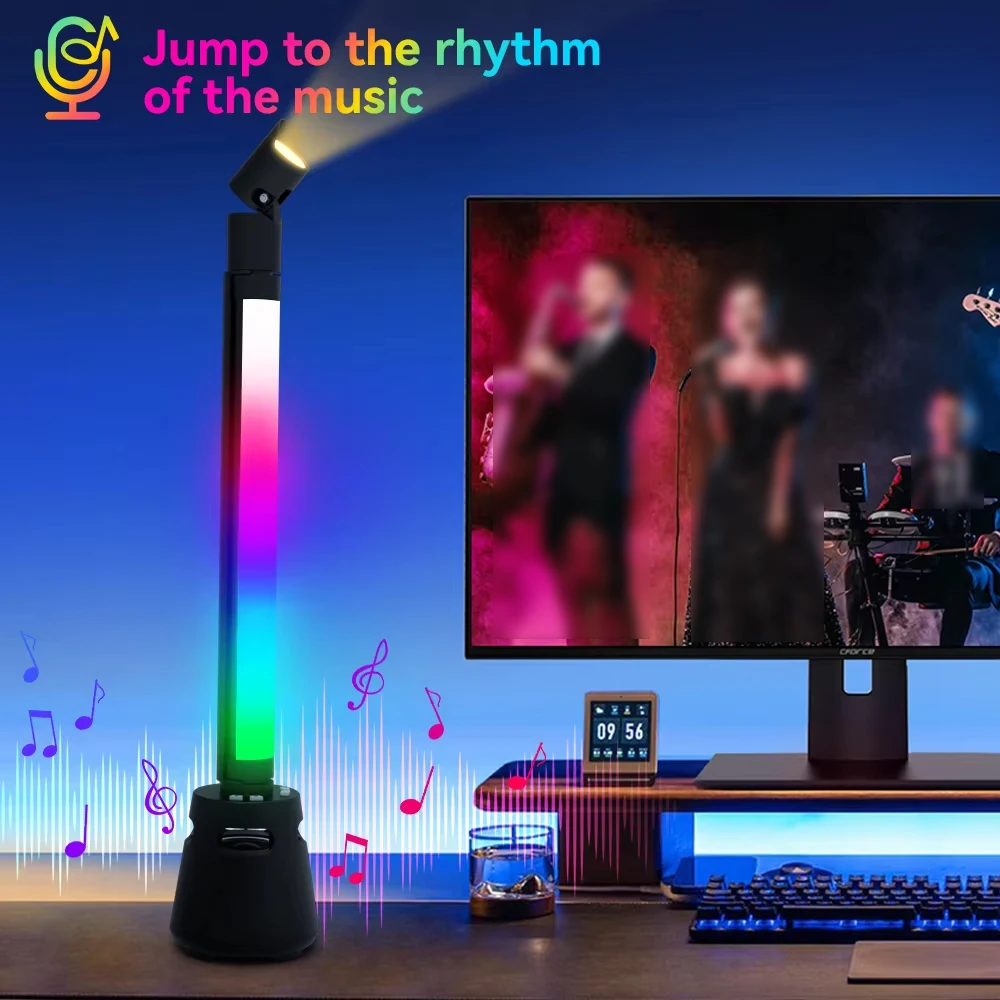 RGB Music Rhythm Lights LED Sound Activated Music Pickup Lights Christmas Party Room Color Changing Atmosphere Desktop Lamps