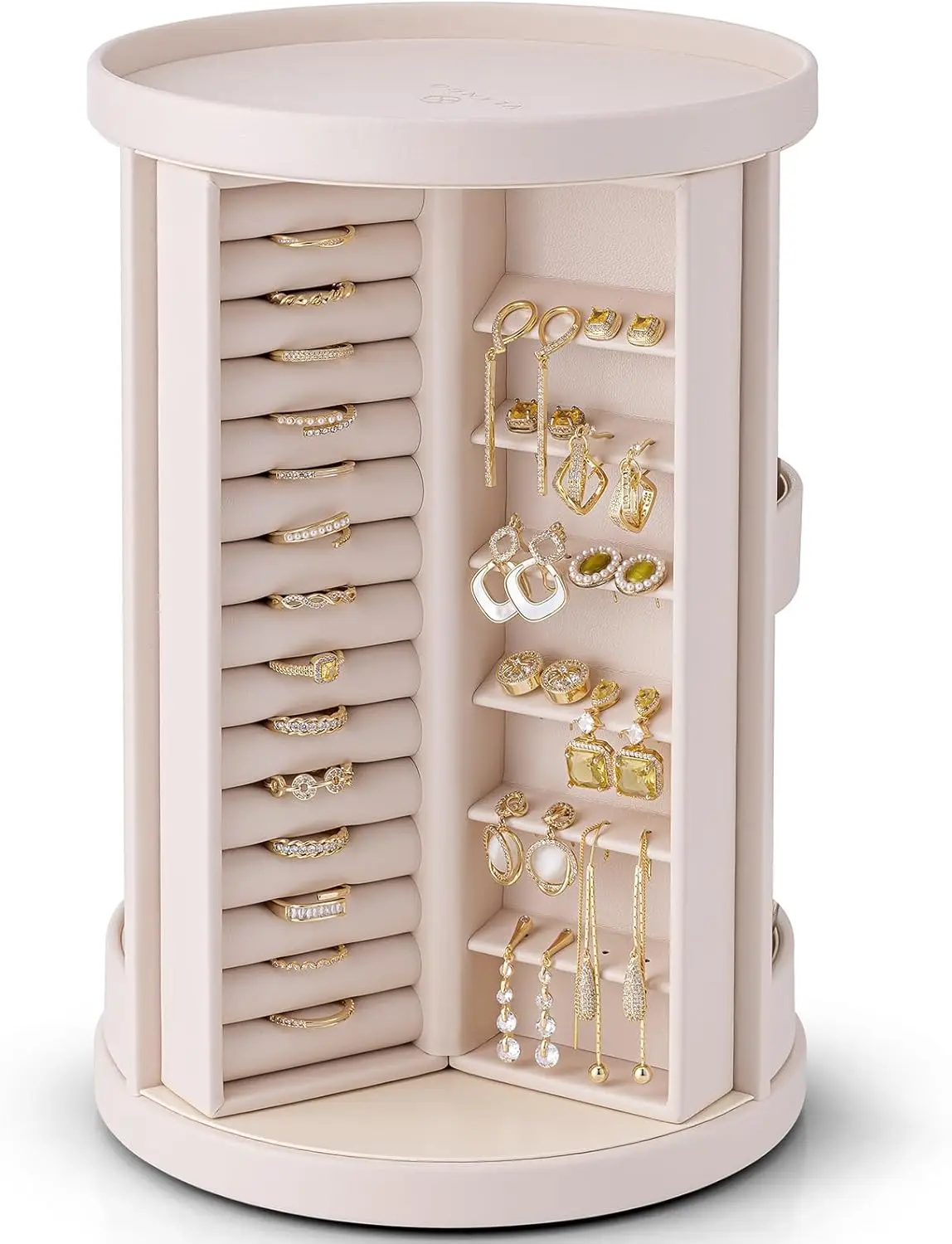 

Jewelry Box 360 ° Rotating, Spacious Vertical Jewelry Organizer with 6 Necklace Hooks, Open Jewelry Storage for Earrings