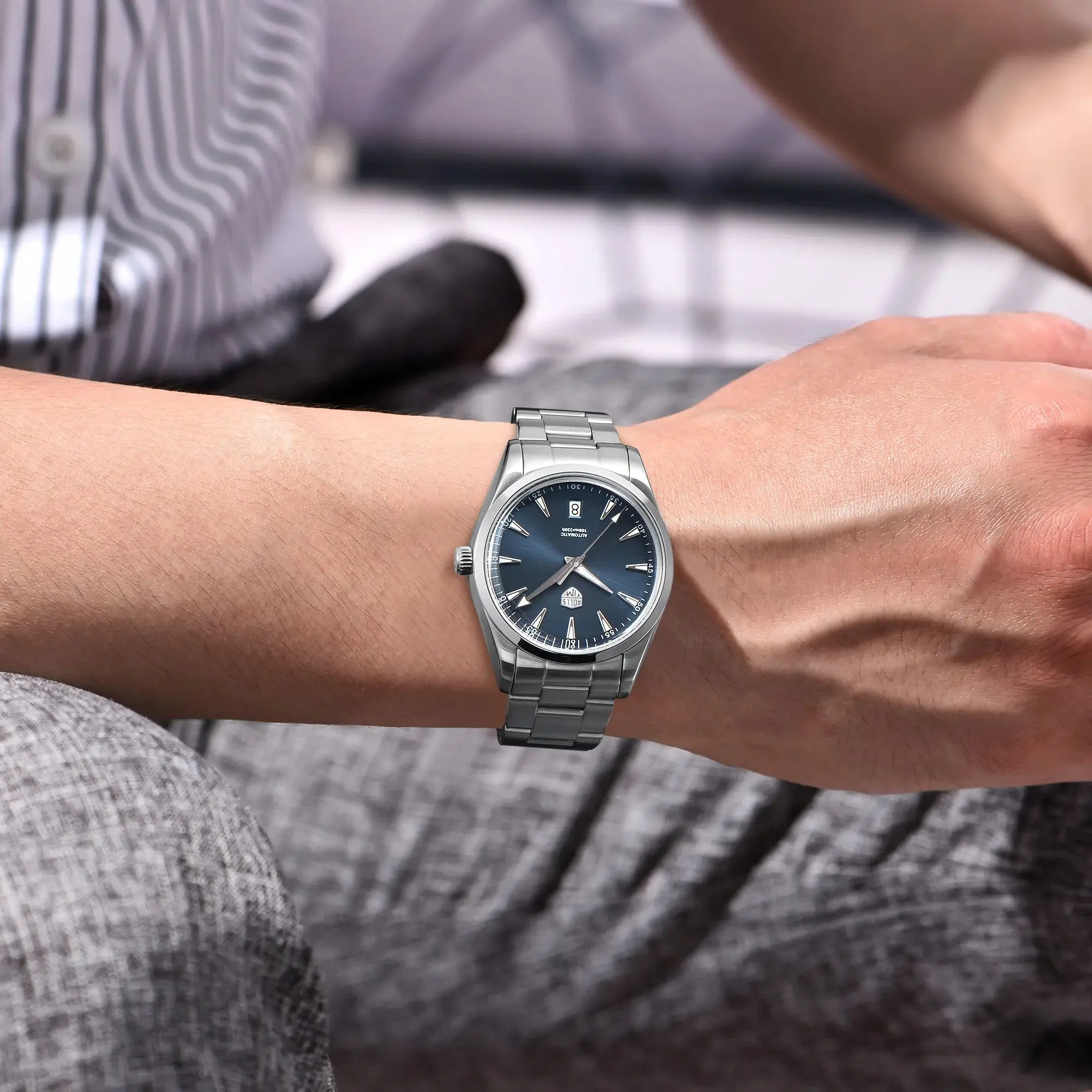 Rollstimi 2025 جديد 39 مللي متر ساعات رجالية ساعة أوتوماتيكية للرجال اليابان NH35A Movt ساعات آلية AR طلاء الياقوت ساعة اليد الرجال