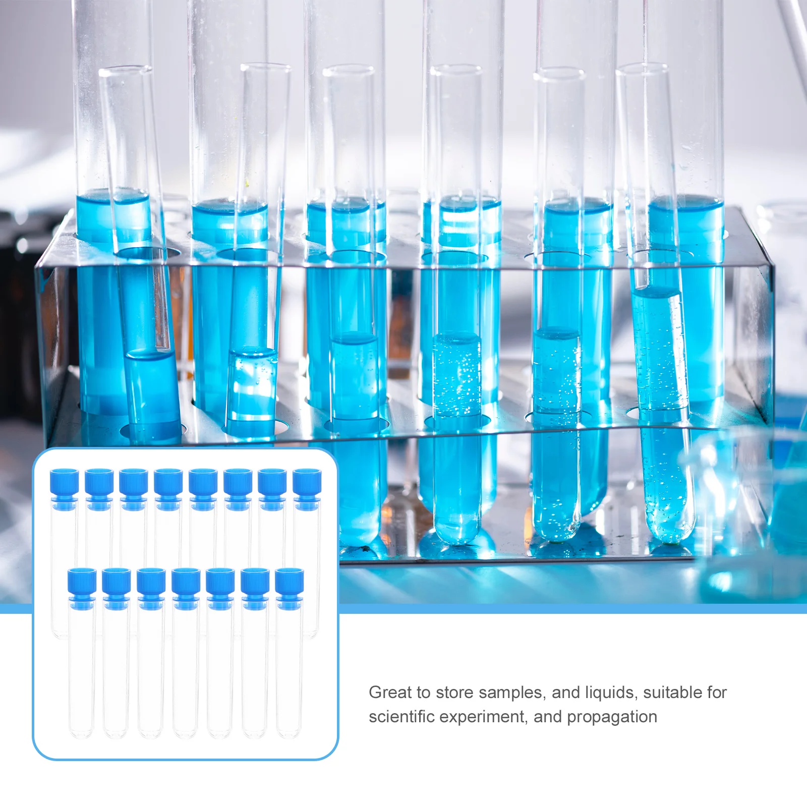 50 Pcs Small Vials Test Tubes for Laboratory Transparent Sampling Free with Cork Centrifuge Cap