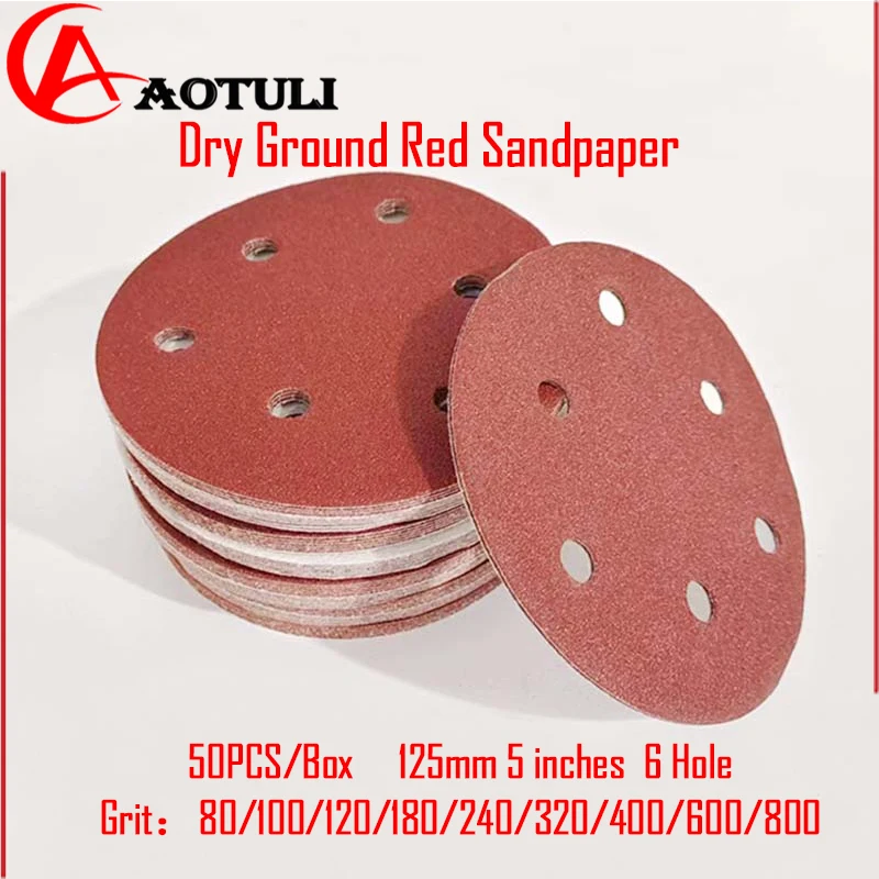 Grinding Disc Sanding disc Sandpaper 5 In 125mm 6 Hole Hook & Loop for FESTOOL/MIRKA/3M ect Sander  Dry Ground Sandpaper