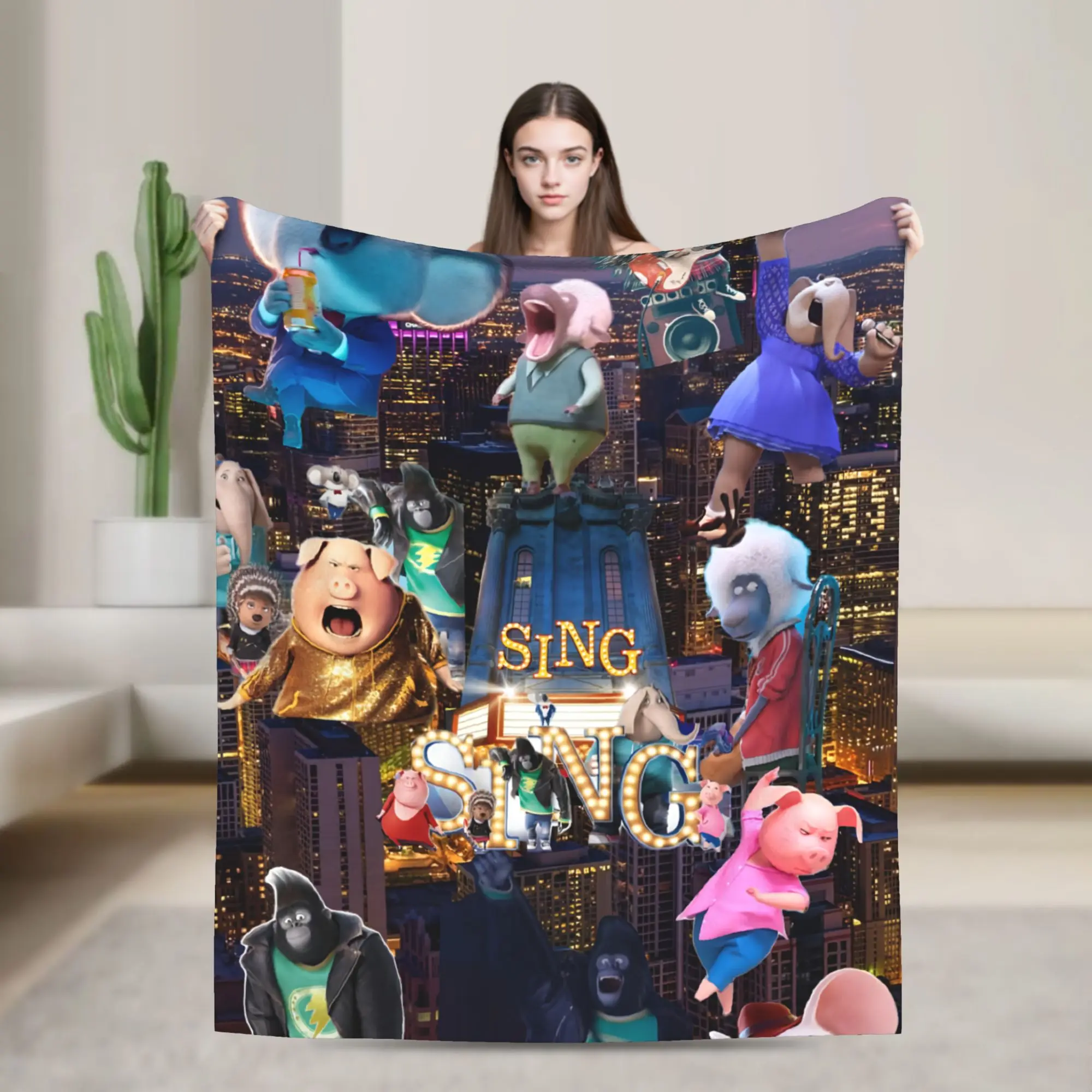 Sing 2 Movie Blanket Cozy Soft  Throw Blankets for Couch 50x60 Inch Multi-size Bedspreads