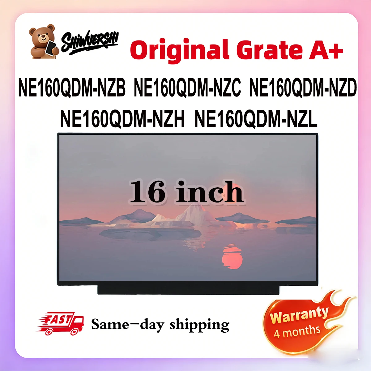 Original New A+ 16 inch Slim Laptop Lcd Screen Panel NE160QDM NZB NE160QDM NZC NE160QDM NZD NE160QDM NZH NE160QDM NZL