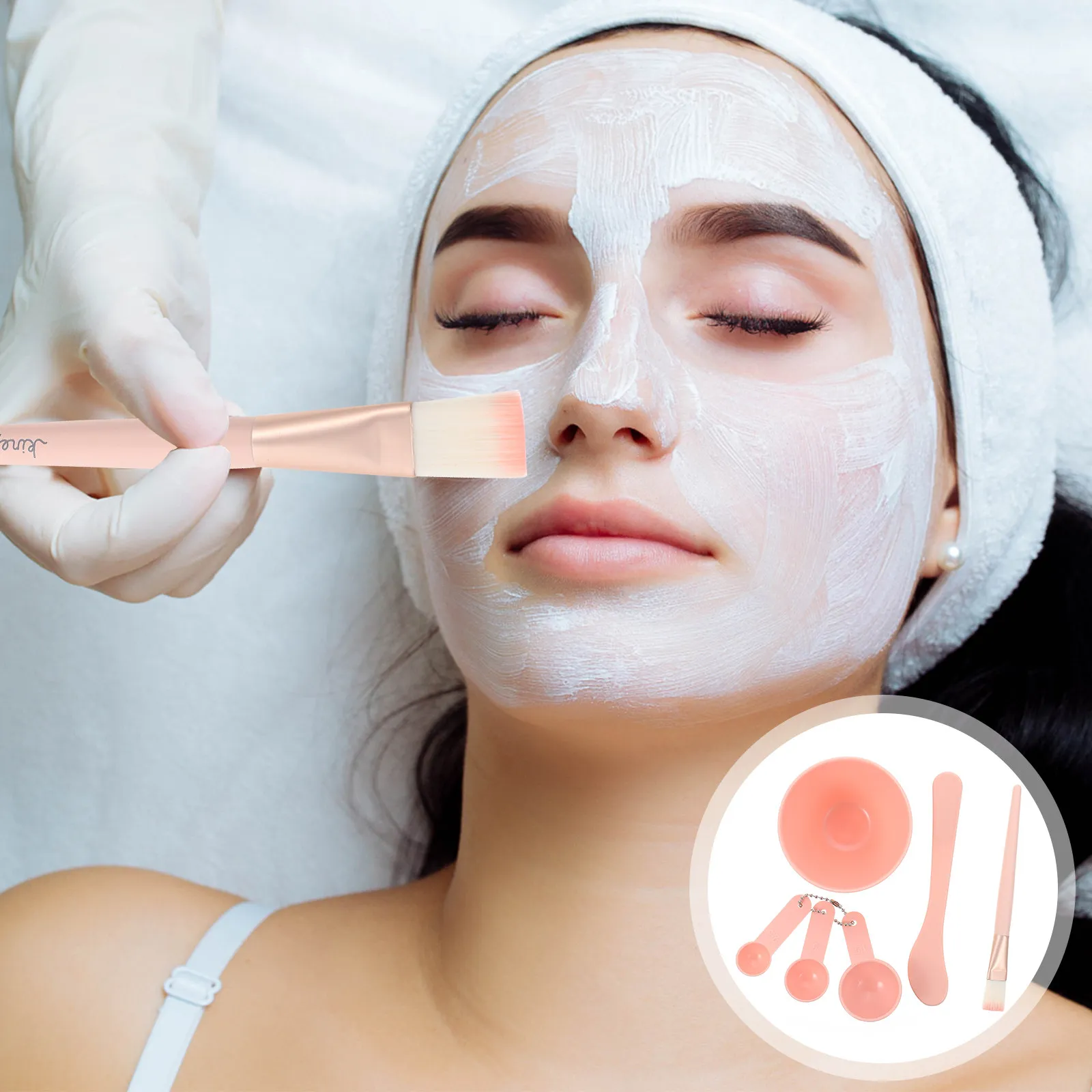 

6Pcs Facial Mask Mixing Bowl Set PP Pe Material Tasteless Beauty Tool Kit for DIY Face Masks Portable Compact Makeup Bag